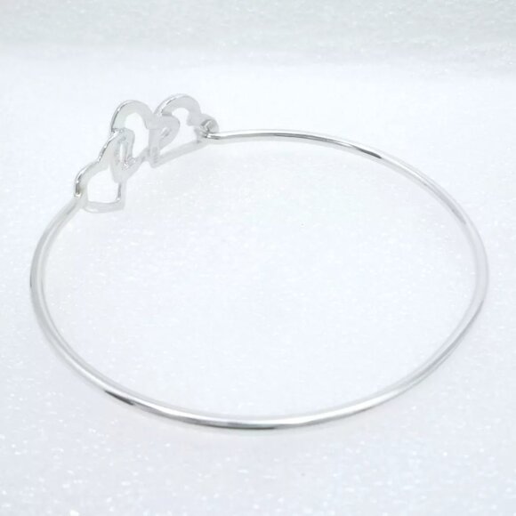 Authentic Tiffany & Co. Triple Heart Bangle Bracelet Sterling Silver - Picture 2 of 10